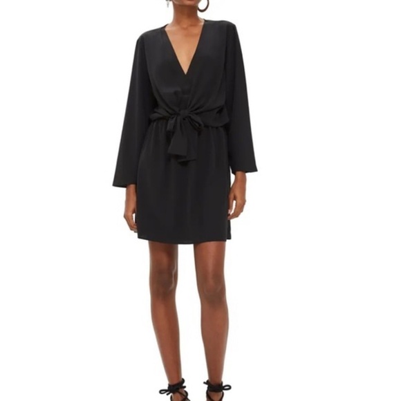 Topshop Tiffany Knot Mini Dress Black LBD Size 4 - Picture 1 of 12